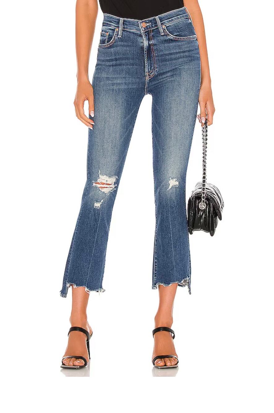 Mother Denim The Insider Crop Step Chew Dancing On Coals Distressed Jean Size 28